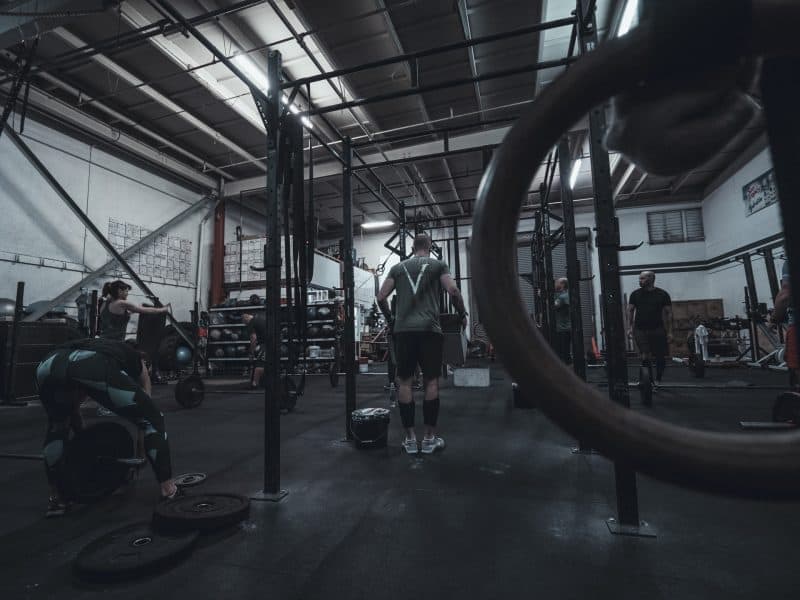 Athlete on gymnastics rings during a workout