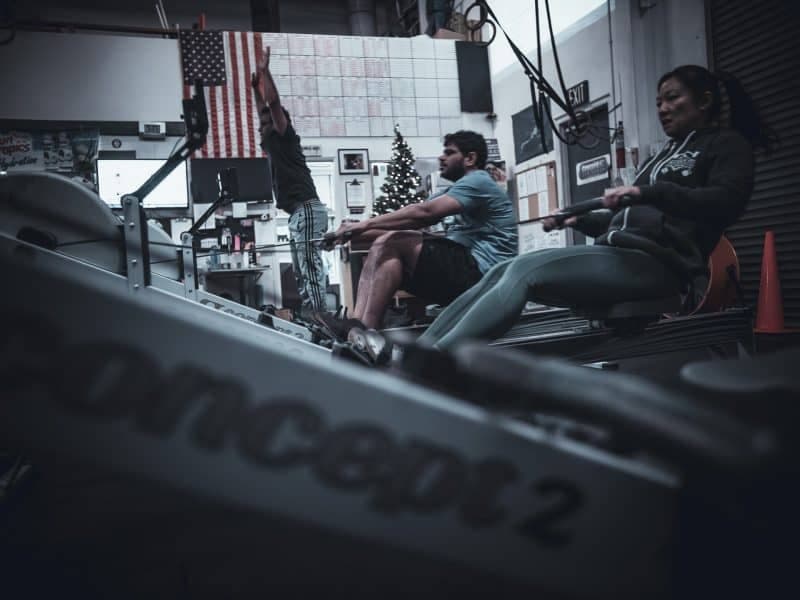 Athletes finishing a training session together